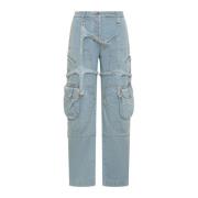 Wide Jeans Off White , Blue , Dames