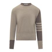 Gestreepte Crewneck Pullover Sweater Thom Browne , Beige , Heren