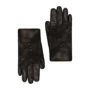 Zwarte Leren Handschoenen Dolce & Gabbana , Black , Heren