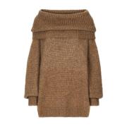 Geribbelde Off-Shoulder Jurk Dolce & Gabbana , Beige , Dames