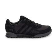 Zwarte Lage Sneakers met Suède Inzetstukken Y-3 , Black , Heren