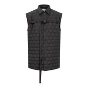 Gewatteerd Vest met Patch Arrangement Off White , Black , Heren