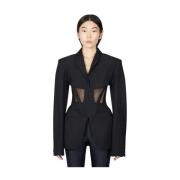 Mesh Corset Panel Blazer Mugler , Black , Dames