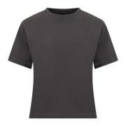 Slim Fit Crew Neck T-Shirt met Logo Label Armarium , Black , Dames