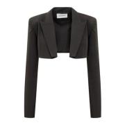 Stijlvolle Crop Blazer voor Vrouwen Monot , Black , Dames