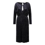 Velvet Midi Jurk met Uitsnijding P.a.r.o.s.h. , Black , Dames