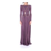 Lange jurk met afneembare ketting Elisabetta Franchi , Purple , Dames