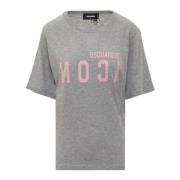 T-shirt met korte mouwen en logo Dsquared2 , Gray , Dames