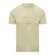 Groene T-shirt met korte mouwen en geborduurd logo Emporio Armani , Gr...