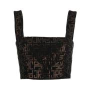 Crop Top met Contrastpatroon John Richmond , Black , Dames