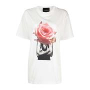 T-shirt met decoratieve rozenprint John Richmond , White , Dames