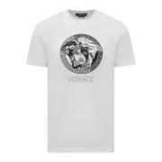 Witte Medusa Logo T-shirt Versace , White , Heren