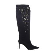 Zwarte puntige laarzen met metalen versiering Pinko , Black , Dames