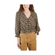 Bloemen T-shirt met 3/4 mouwen en V-hals Ba&Sh , Brown , Dames