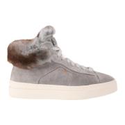 Hoge Top Suède Sneakers Santoni , Gray , Dames