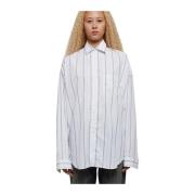 Gestreept Poplin Katoenen Overhemd Balenciaga , White , Dames