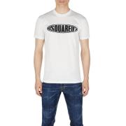 Heren Katoenen T-Shirt, Logo Print, S74Gd1097 Dsquared2 , White , Here...