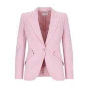 Roze Blazer met Revers en Knoopsluiting Alexander McQueen , Pink , Dam...