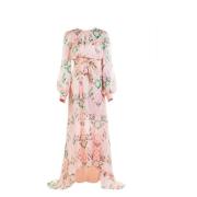 Bloemen Zijden Maxi Jurk Ermanno Scervino , Pink , Dames