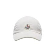 Witte Fluwelen Katoenen Pet met Vilt Logo Moncler , White , Dames