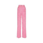 Flare Broek met Bloemenkant Dolce & Gabbana , Pink , Dames