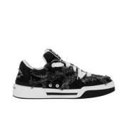 Heren New Roma Denim Zwart Franje Sneakers Dolce & Gabbana , Multicolo...