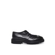 Zwarte platte schoenen met wollen veters Doucal's , Black , Heren