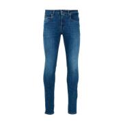 Blauwe katoenen jeans met knoop- en ritssluiting Fay , Blue , Heren