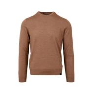 Beige Wol Crew-neck Sweater Fay , Brown , Heren