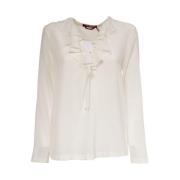 Zijden blouse met ruchedetail Max Mara Studio , White , Dames
