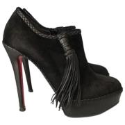 Pre-owned Suede boots Christian Louboutin Pre-owned , Black , Dames