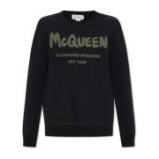 Sweatshirt met logo Alexander McQueen , Black , Heren