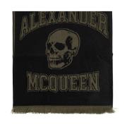 Wollen sjaal met logo Alexander McQueen , Black , Heren