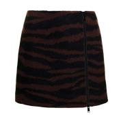 Zwarte Wol Jacquard Mini Rok Ganni , Black , Dames