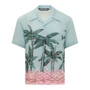 Palms Bowling Shirt Palm Angels , Blue , Heren