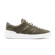 Groene panelled sneakers met logo print Moncler , Green , Heren