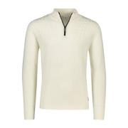 Elegante Ecru Half Zip Trui Blue Industry , Beige , Heren