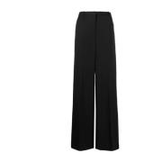 Zwarte broek met hoge taille en wijde pijpen Versace , Black , Dames