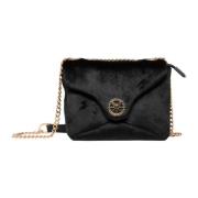 Elegante Fluweel Schoudertas Carlo Colucci , Black , Dames