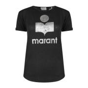 Linnen T-shirt met Logo Print Isabel Marant Étoile , Black , Dames