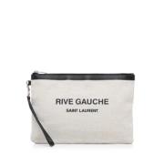 Pre-owned Canvas clutches Yves Saint Laurent Vintage , White , Dames