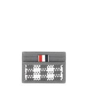 Woven Leather Card Case Thom Browne , Gray , Dames