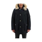 Donkerblauwe Arctic Parka met Afneembare Bontkraag Woolrich , Blue , H...