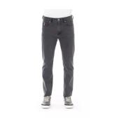 Grijze Katoenen Jeans Pant met Logo Knoop Baldinini , Gray , Heren
