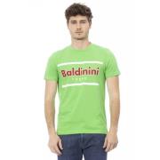Groen Katoenen T-Shirt met Stijlvolle Print Baldinini , Green , Heren