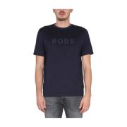 T-Shirt With Logo Boss , Blue , Heren