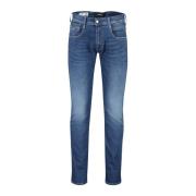 Blauwe Denim 5-Pocket Broek Replay , Blue , Heren