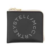Portemonnee met rits en logo Stella McCartney , Black , Dames
