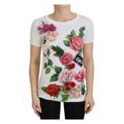 Rose DGLogo Bedrukte Top Dolce & Gabbana , White , Dames