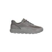 Zwarte Nappa Suède Sneakers Geox , Gray , Heren